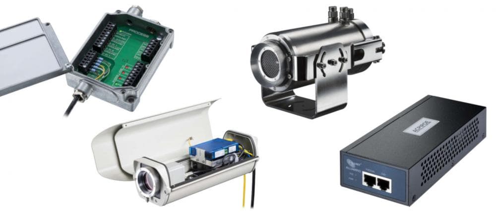 Przykłady akcesoriów dodatkowych, współpracyjących z kamerami przemysłowymi Optris PI